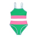 Little Girl Swimsuit Casual Swimwear Kids Two Piece Color Block Bathing Suits Beach Bikini Set 3-12Years