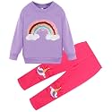 Little Girls 2 Piece Outfits Ruffle Sleeve Unicorn Sweatshirts Top and Leggings Set School Outfits Kids Clothing Set
