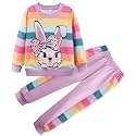 Little Girls 2 Piece Outfits Ruffle Sleeve Unicorn Sweatshirts Top and Leggings Set School Outfits Kids Clothing Set