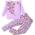 Little Girls 2 Piece Outfits Ruffle Sleeve Unicorn Sweatshirts Top and Leggings Set School Outfits Kids Clothing Set