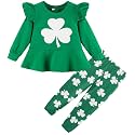 Little Girls 2 Piece Outfits Ruffle Sleeve Unicorn Sweatshirts Top and Leggings Set School Outfits Kids Clothing Set