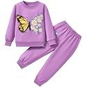 Little Girls 2 Piece Outfits Ruffle Sleeve Unicorn Sweatshirts Top and Leggings Set School Outfits Kids Clothing Set
