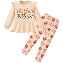 Little Girls 2 Piece Outfits Ruffle Sleeve Unicorn Sweatshirts Top and Leggings Set School Outfits Kids Clothing Set