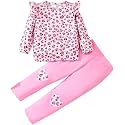 Little Girls 2 Piece Outfits Ruffle Sleeve Unicorn Sweatshirts Top and Leggings Set School Outfits Kids Clothing Set