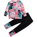 Little Girls 2 Piece Outfits Ruffle Sleeve Unicorn Sweatshirts Top and Leggings Set School Outfits Kids Clothing Set