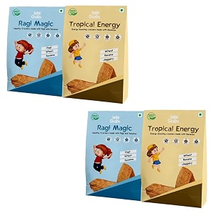 little grabs - 2 flavourbanana  ragi till khakhra snack 100gm each pack of 4  100 natural  no palm oil  hand roasted  khakhra for kids amp adults  organic cold-pressed sunflower oil