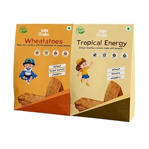 little grabs - 2 flavourbanana  sweet potato khakhra snack 100gm each pack of 2  100 natural  no palm oil  hand roasted  khakhra for kids amp adults  organic cold-pressed sunflower oil