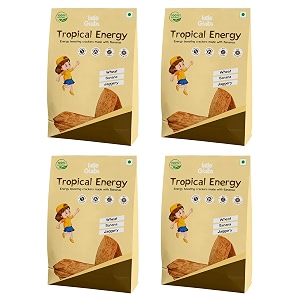 little grabs banana millet khakhra snack  high protein 12g  hand roasted with cold-pressed sunflower oil  no maida or palm oil  healthy crispy snack  pack of 4 x 100g