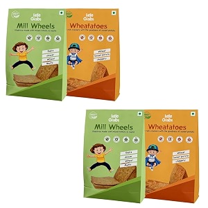little grabs  jowar amp sweet potato khakhra combo  2 flavour snack  4 packets  100 natural  no palm oil  no maida  roasted 100 gram