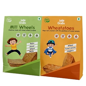 little grabs jowar bajra amp sweet potato khakhra snacks  2 flavour combo  100 natural  no palm oil no maida  ready to eat  pack of 1 x 100g