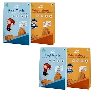 little grabs - 2 flavoursweet potato  ragi till khakhra snack 100gm each pack of 4  100 natural  no palm oil  hand roasted  khakhra for kids amp adults  organic cold-pressed sunflower oil
