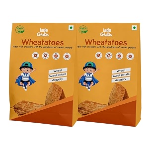 little grabs sweet potato millet khakhra snack  high protein 10g  healthy baked crispy snack  no palm oil or maida  hand roasted  organic cold-pressed sunflower oil  pack of 2 x 100g
