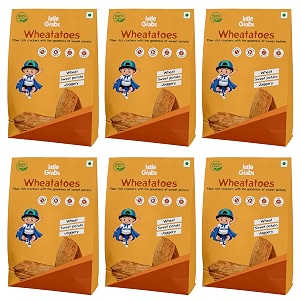 little grabs - sweet potato millet khakhra snack - 100gm each pack of 6 with 10g protein  no palm oil amp maida hand roasted  100 natural healthy crispy khakhra organic cold-pressed sunflower oil