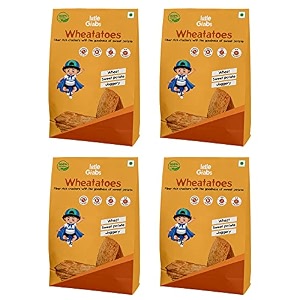 little grabs - sweet potato millet khakhra snack - 100gm each pack of 4 with 10g protein  no palm oil amp maida hand roasted  100 natural healthy crispy khakhra organic cold-pressed sunflower oil