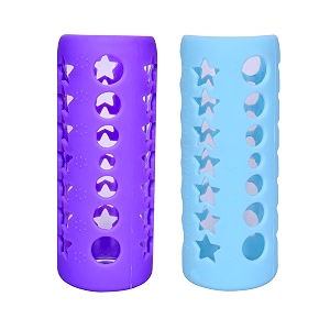 the little lookers baby feeding bottle silicone warmer coversleeve holderinsulated protection for newbornsinfantsbabies pack of 2 purple amp blue 240 ml