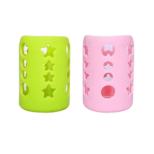 the little lookers baby feeding bottle silicone warmer coversleeve holderinsulated protection for newbornsinfantsbabies pack of 2 pink amp green 120 ml