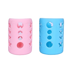 the little lookers baby feeding bottle silicone warmer coversleeve holderinsulated protection for newbornsinfantsbabies pack of 2 pink amp blue 120 ml