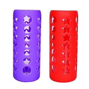 the little lookers baby feeding bottle silicone warmer coversleeve holderinsulated protection for newbornsinfantsbabies red amp purple 240 ml