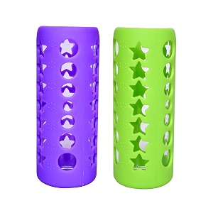 the little lookers baby feeding bottle silicone warmer coversleeve holderinsulated protection for newbornsinfantsbabies pack of 2 purple amp green 240ml