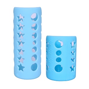 the little lookers baby feeding bottle silicone warmer coversleeve holderinsulated protection for newbornsinfantsbabies pack of 2 blue 120 amp 240ml