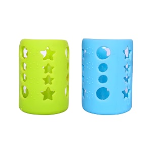 the little lookers baby feeding bottle silicone warmer coversleeve holderinsulated protection for newbornsinfantsbabies pack of 2 green amp blue 120ml