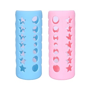 the little lookers baby feeding bottle silicone warmer coversleeve holderinsulated protection for newbornsinfantsbabies pack of 2 pink amp blue 240ml