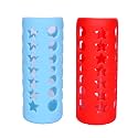 THE LITTLE LOOKERS Baby Feeding Bottle Silicone Warmer Cover/Sleeve Holder/Insulated Protection for Newborns/Infants/Babies (Red &amp; Blue, 240ml)