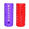 THE LITTLE LOOKERS Baby Feeding Bottle Silicone Warmer Cover/Sleeve Holder/Insulated Protection for Newborns/Infants/Babies (Red &amp; Purple, 240 Ml)