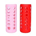 THE LITTLE LOOKERS Baby Feeding Bottle Silicone Warmer Cover/Sleeve Holder/Insulated Protection for Newborns/Infants/Babies (Red &amp; Pink, 240ml)