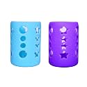 THE LITTLE LOOKERS Baby Feeding Bottle Silicone Warmer Cover/Sleeve Holder/Insulated Protection for Newborns/Infants/Babies (Pack of 2) (Purple & Blue, 120 ML)
