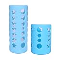 THE LITTLE LOOKERS Baby Feeding Bottle Silicone Warmer Cover/Sleeve Holder/Insulated Protection for Newborns/Infants/Babies (Pack of 2) (Blue, 120 & 240ml)