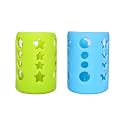 THE LITTLE LOOKERS Baby Feeding Bottle Silicone Warmer Cover/Sleeve Holder/Insulated Protection for Newborns/Infants/Babies (Pack of 2) (Green &amp; Blue, 120ml)