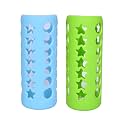 THE LITTLE LOOKERS Baby Feeding Bottle Silicone Warmer Cover | Sleeve Holder | Insulated Protection for New Borns | Infants Babies (Pack of 2) (Green &amp; Blue, 240 ML)