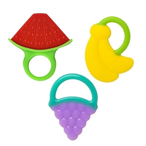 the little lookers baby silicone fruit shape teether multicolour pack of 3