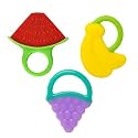 The Little Lookers Baby Silicone Fruit Shape Teether (Multicolour, Pack of 3)