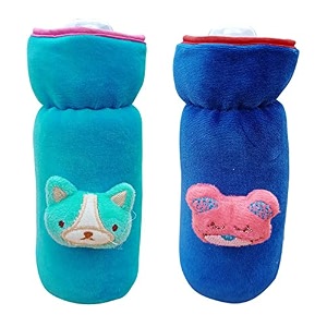 the little lookers bottle cover for feeders soft plush stretchable baby feeding bottle cover with easy to hold strap  suitable for 200ml amp 240ml pack of 2