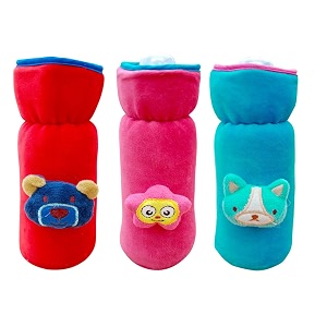 the little lookers bottle cover for feeders soft plush stretchable baby feeding bottle cover with easy to hold strap  suitable for 200ml amp 240ml pack of 2