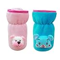 THE LITTLE LOOKERS Bottle Cover for Feeders Soft Plush Stretchable Baby Feeding Bottle Cover with Easy to Hold Strap | Suitable for 120ml, 140ml &amp; 150ml (Pack of 2)