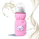 THE LITTLE LOOKERS Bottle Cover for Philips Avent/Wide Neck Feeders Soft Plush Stretchable Baby Feeding Bottle Cover with Easy to Hold Strap (Light Pink, Wide Neck 240-330ml/8-11OZ)