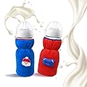 THE LITTLE LOOKERS Bottle Cover for Philips Avent/Wide Neck Feeders Soft Plush Stretchable Baby Feeding Bottle Cover with Easy to Hold Strap (Royal Blue &amp; Red, Wide Neck 240-330ml/8-11OZ)