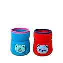 THE LITTLE LOOKERS Bottle Cover for Philips Avent/Wide Neck Feeders Soft Plush Stretchable Baby Feeding Bottle Cover with Easy to Hold Strap (Blue &amp; Red, Wide Neck 125ml/4OZ)