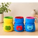 THE LITTLE LOOKERS Bottle Cover for Philips Avent/Wide Neck Feeders Soft Plush Stretchable Baby Feeding Bottle Cover with Easy to Hold Strap (Blue, Yellow &amp; Royal Blue, Wide Neck 125ml/4OZ)