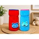THE LITTLE LOOKERS Bottle Cover for Philips Avent/Wide Neck Feeders Soft Plush Stretchable Baby Feeding Bottle Cover with Easy to Hold Strap (Red &amp; Blue, Wide Neck 240-330ml/8-11OZ)