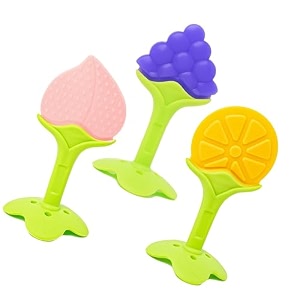 the little lookers combo silicone fruit shape teether for babytoddlersinfantschildren pack of 3 color 4