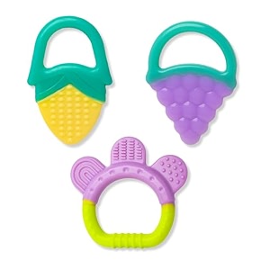the little lookers combo silicone fruit shape teether for babytoddlersinfantschildren pack of 3 corn ring green amp grapes