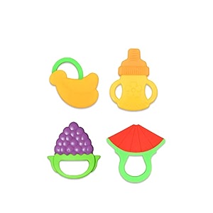 the little lookers combo silicone fruit shape teether for babytoddlersinfantschildren pack of 3 color 15