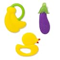 THE LITTLE LOOKERS� Combo Silicone Fruit Shape Teether for Baby/Toddlers/Infants/Children (Pack of 3) (Brinjal, Banana &amp; Duck)