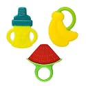 The Little Lookers Baby Silicone Fruit Shape Teether (Multicolour, Pack of 3)