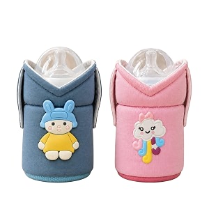 the little lookers feeder cover sleeve with handles  soft protective baby bottle holder  water-resistant cover with anti-slip base  fits wide-neck bottles compatible with philips avent 125ml