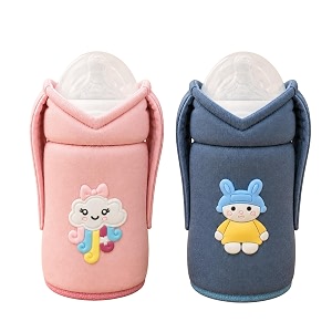 the little lookers feeder cover sleeve with handles  soft protective baby bottle holder  water-resistant cover with anti-slip base  fits wide-neck compatible with philips avent blue amp pink 330ml